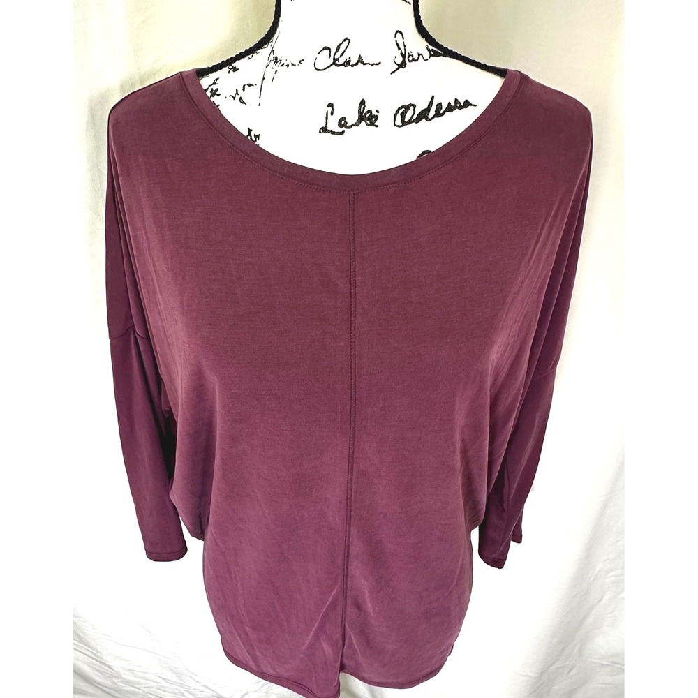 Ophelia Roe Relaxed 3/4 Sleeve Dolman Design Top Women's S Plum Drapey Style - Picture 2 of 8